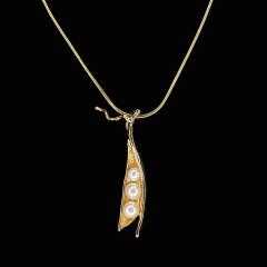 Pea Pod 3 Pearl Pendant - Erbsenschoten-Kette