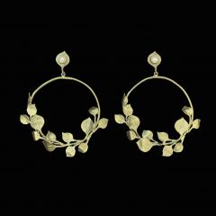 Round Leaf Eucalyptus - Post Hoop Earrings