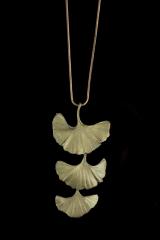 Gingko Three Leaf Pendant groß- Dreifach-Ginkgo Blattkette groß