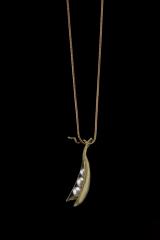 Pea Pod 3 Pearl Pendant - Erbsenschote Kette mit 3 Perlen