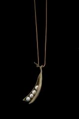 Pea Pod 4 Pearl Pendant - Erbsenschote Kette mit 4 Perlen