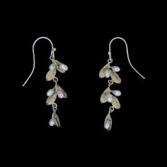 Petite Leaf Double Drop Wire Earrings - Kleine Blätter Ohrstecker lang