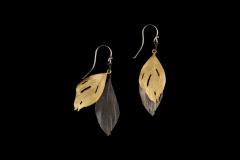 Feather Two Tone  Wire Earrings - Feder Ohrhänger zweifarbig