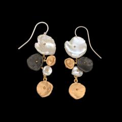 River Pebble Long Wire Earrings - Flusskieselstein Ohrhänger lang