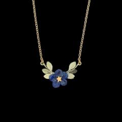 Blue-Eyed Mary Single Flower Pendant - Frühlings Gedenkemein Kette 1 Blüte