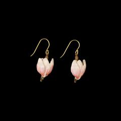 Pink Magnolia Wire Earrings - Rosa Magnolien Ohrhänger