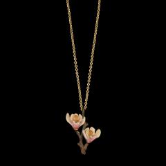 Pink Magnolia 2-Flower Pendant - Rosa Magnolien Kette mit 2 Blüten
